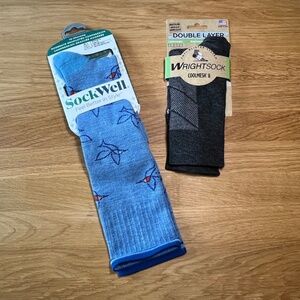 NWT SockWell Hummingbird Compression Socks & Wrightsock Coolmesh II Crew Socks